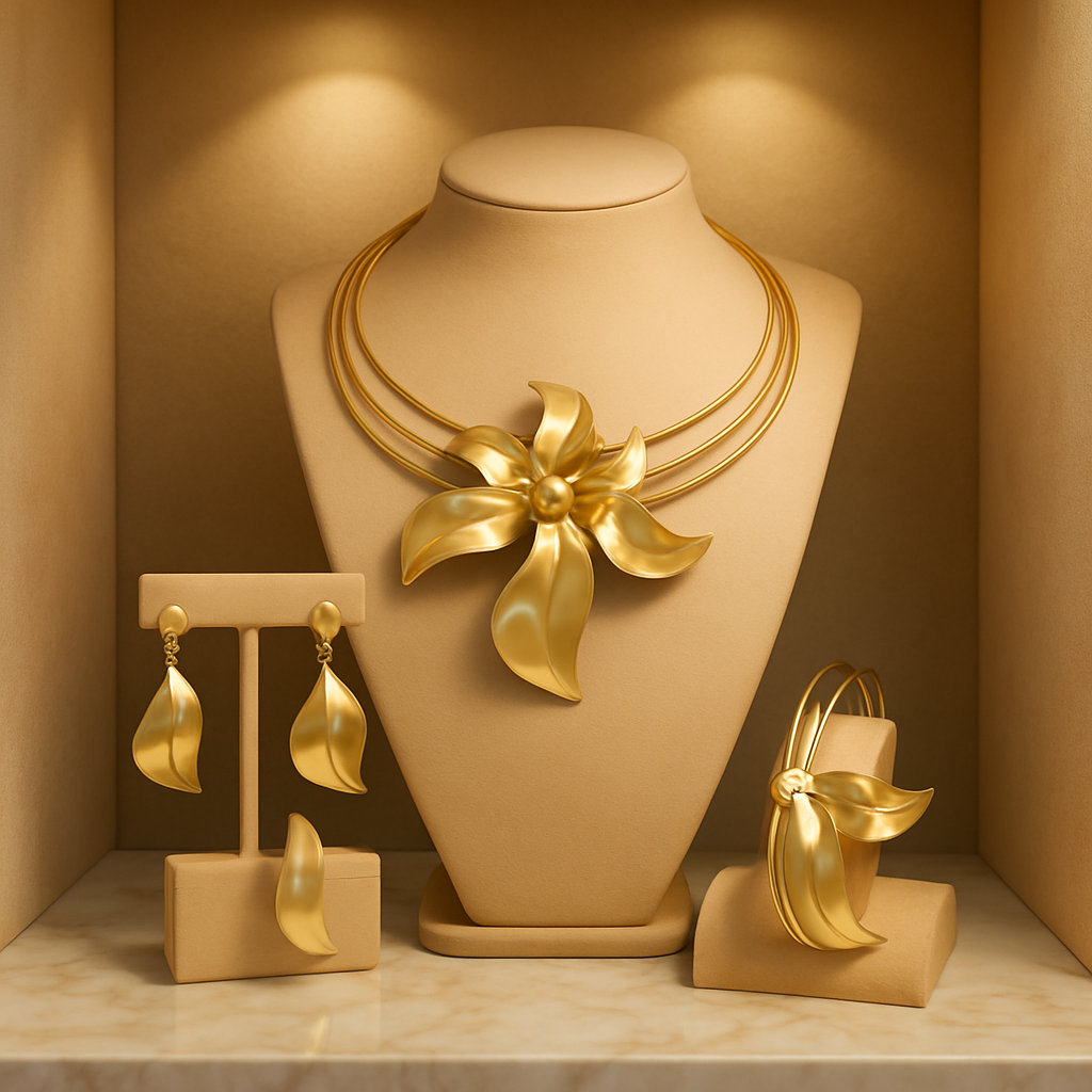 Golden Blossom 4-Piece Floral Statement Jewelry Set